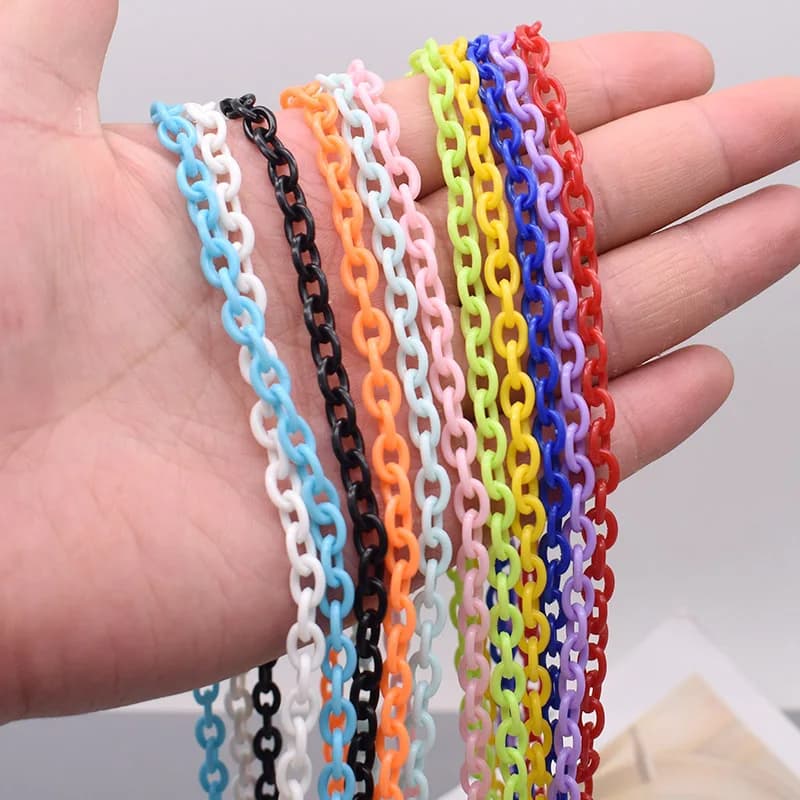 10/50 pz Larghezza 6mm Lunghezza 40 cm Colorato Acrilico Catena A Maglia Aragosta Catena di Chiusura Per Chiave Occhiali Catena Che Fanno Collana di gioielli