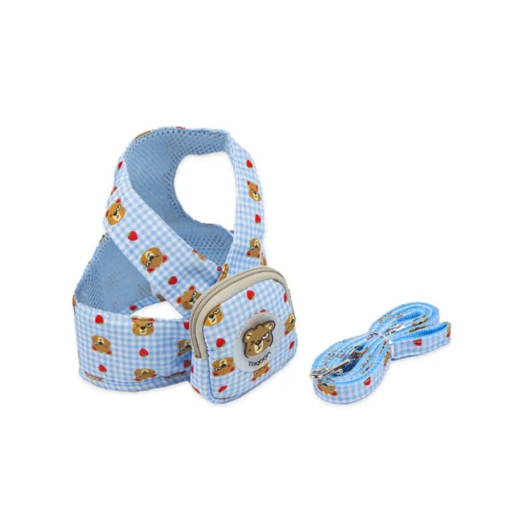 Zaino con tracolla per cani da cartone animato Zaino per cani regolabile traspirante Imbracatura per petto con corda di trazione Borsa per snack per cani