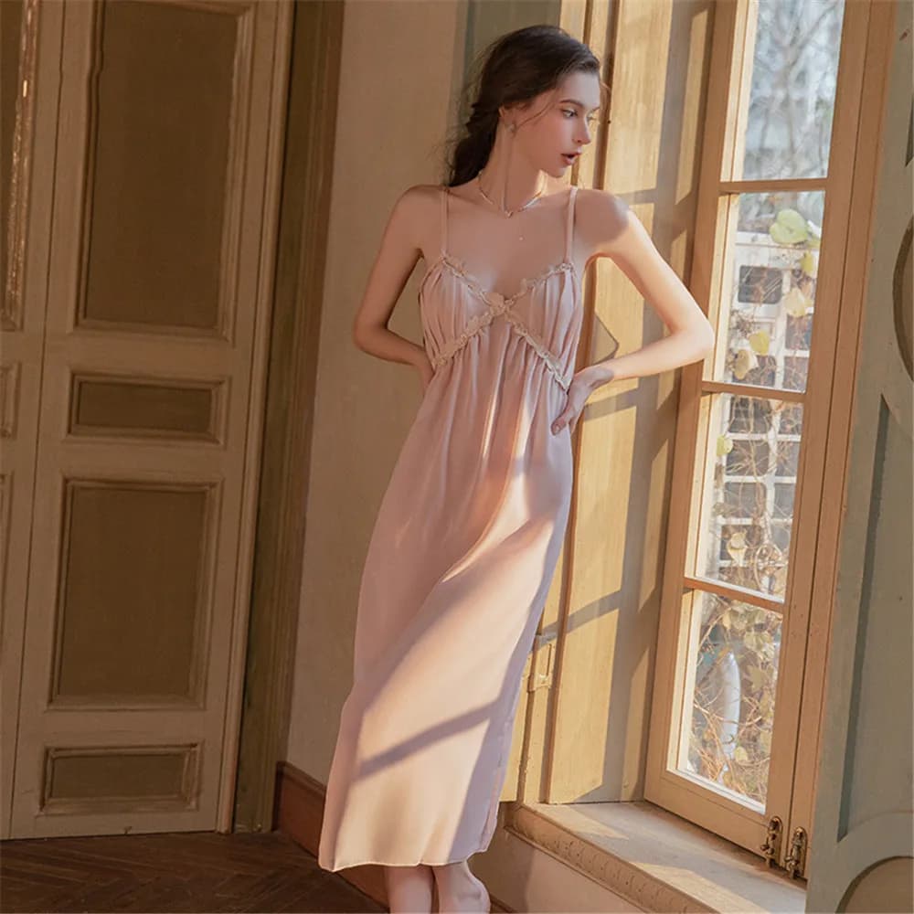 Elegante Set Vestaglia Kimono Francese in Pizzo Sexy da Donna, Pigiama Dolce in Rete, Accappatoio in Seta Ghiaccio per Casa e Relax