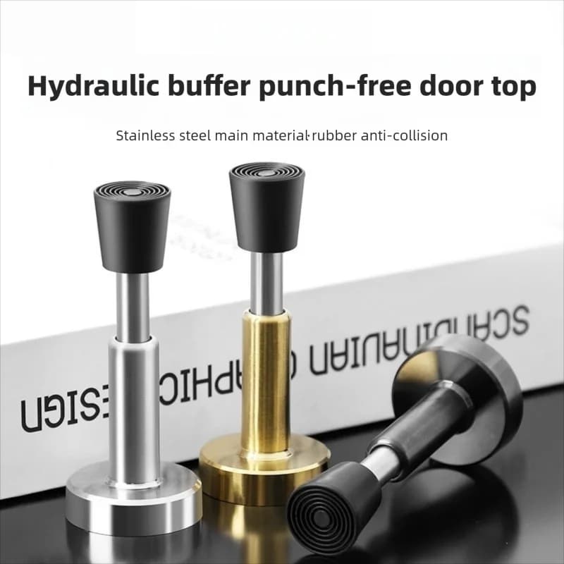 Door Stopper Self Adhesive Stainless Steel Floor Holder Anti Collision Doorstop Wall Protectors Hydraulic Buffer Home Hardware