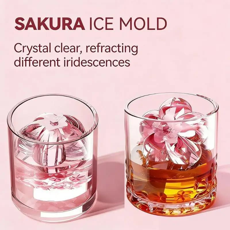 Flower Ice Maker Mold Food Safe 3D Shaped Easy Demolding for Home Bar DIY Cocktail Coffee Ice Cubes