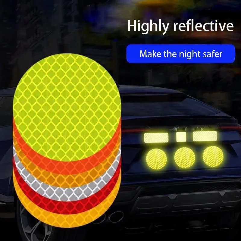 Adesivo riflettente rotondo, decalcomania di avvertimento di sicurezza per bauletto moto, auto, bicicletta, casco, visibilità notturna, decalcomanie riflettenti
