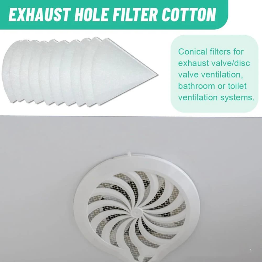 Set di filtri in schiuma per valvole di scarico coniche da 10/20 pezzi per scambiatore di calore totale ‌ Filtro per Sistema di Ventilazione Compatibile con Parti ERV Zehnder/Maico