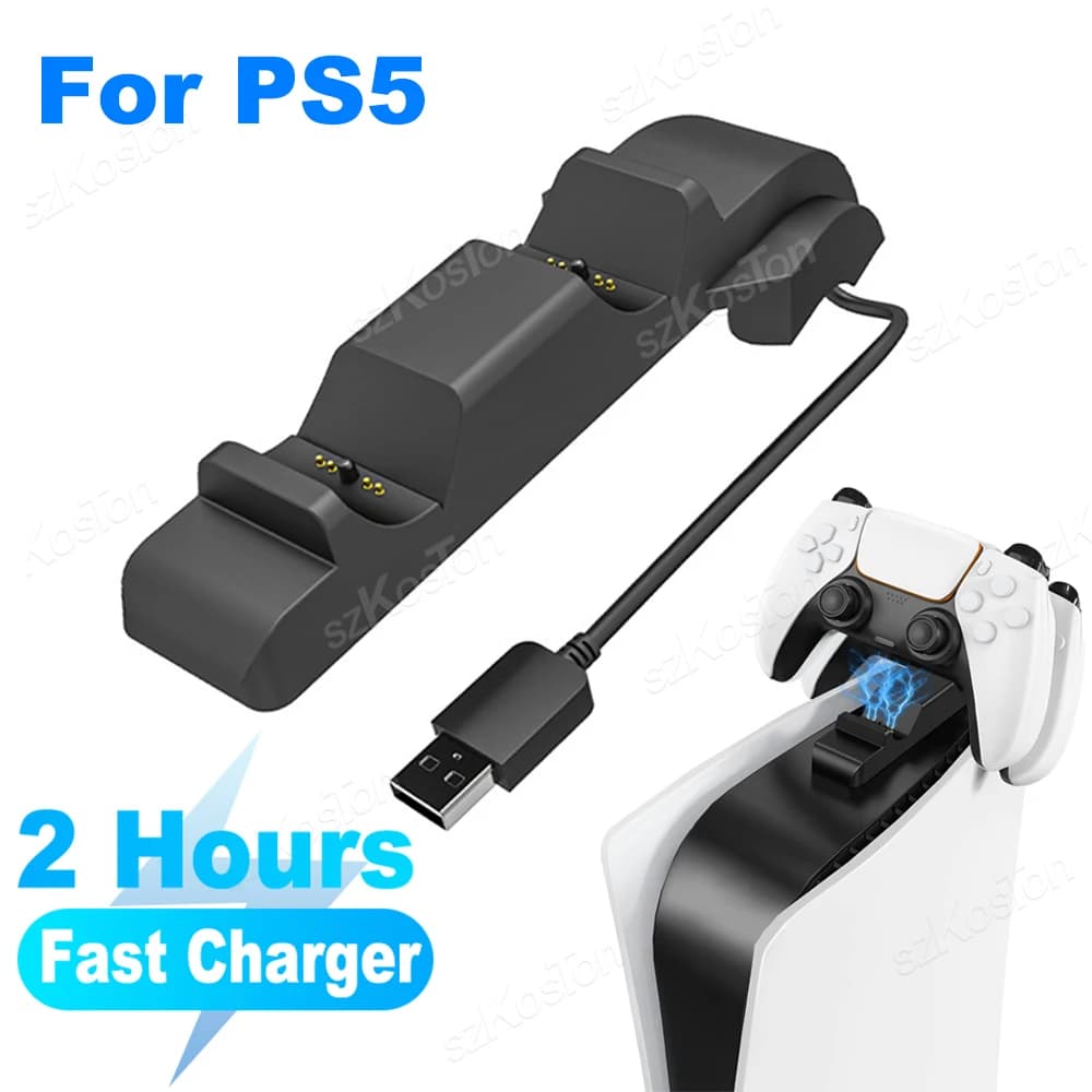 Stazione di Ricarica per Controller PS5, Caricatore Wireless Rapido per Joystick DualSense, Dock per Accessori da Gaming PlayStation 5
