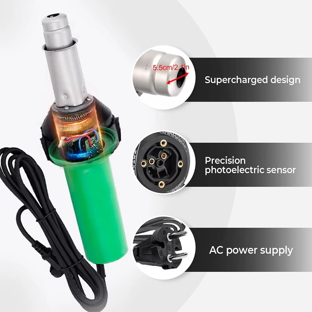 AC220V 1600W Pistola per saldatura di plastica Macchina Pistola ad aria calda elettrica Torcia per saldatura di plastica + Nucleo riscaldante + Accessori a testa piatta