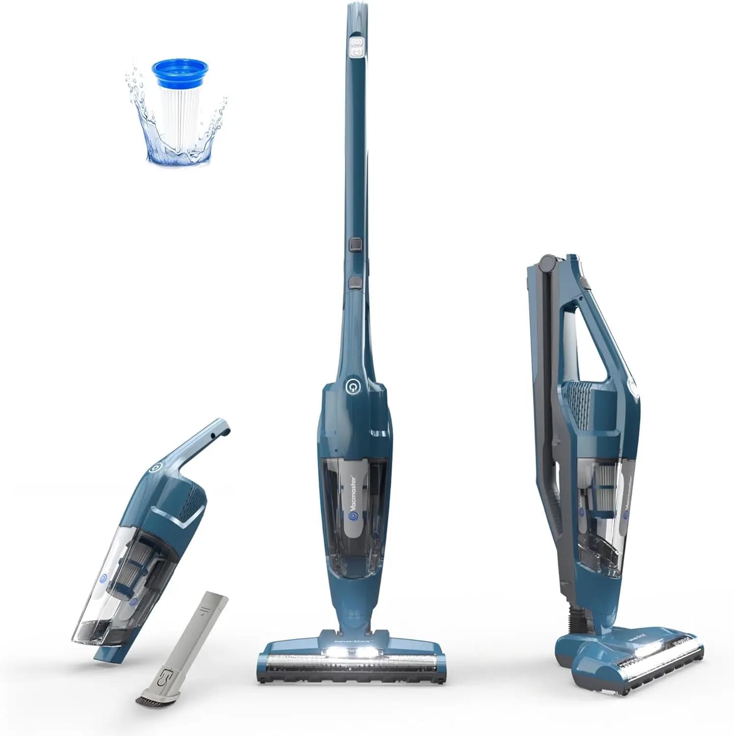 Aspirapolvere Portatile Senza Fili 10.8V, 2 Velocità e Luce LED per Pavimenti, Tappeti, Peli di Animali Domestici in Blu