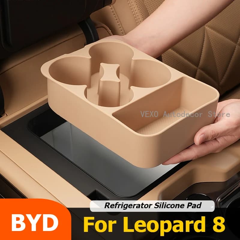 Per BYD Leopard 8 Console centrale per auto Frigo Tappetino in silicone Tappetino per frigorifero Griglia antiscivolo Supporto per acqua Organizzatore Accessori per auto