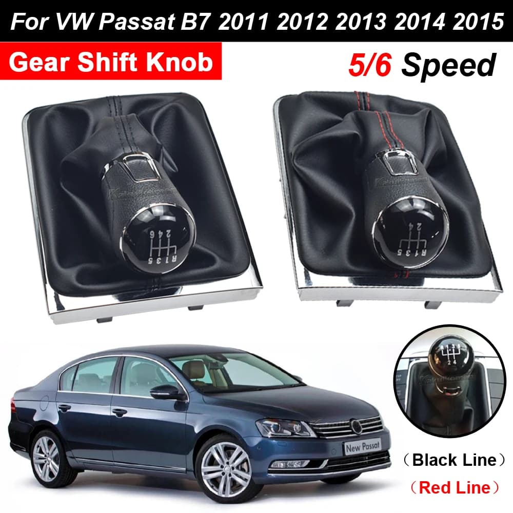 For VW Passat B7 2011 2012 2013 2014 2015 Car-Styling New Manual 5 / 6 Speed Gear Stick Lever Shift Knob With PU Leather Boot