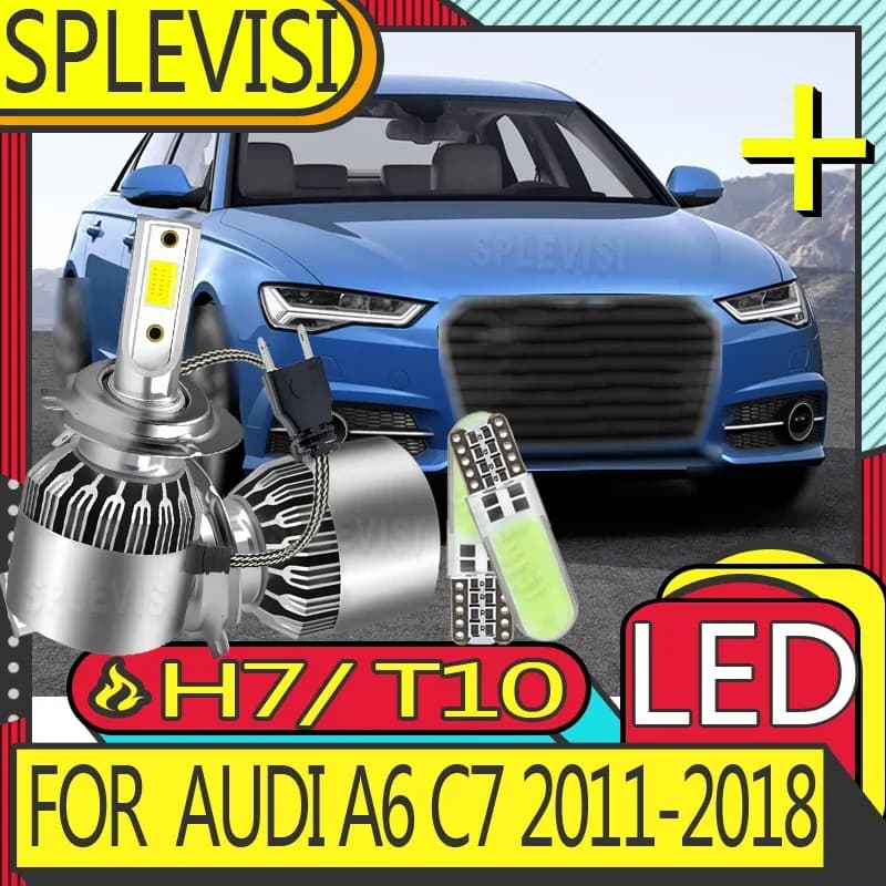 2x Headlight Low Beam LED Lights Hi Illumination High-Quality For Audi A6 C7 2011 2011 2012 2013 2014 2015 2016 2017 2018