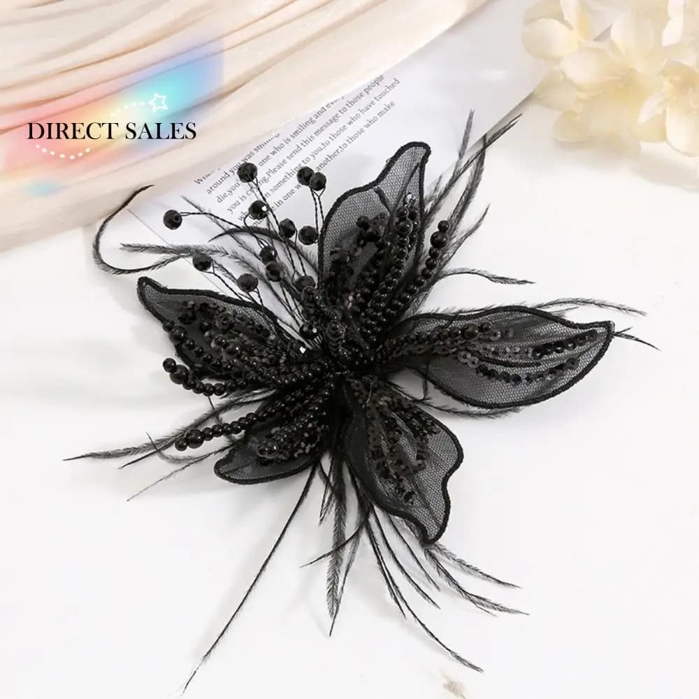 Fashion Sequin Lace Feather Hair Clip Beads Floral Flower Hairpin Mesh Headwear Bridal Wedding Headwear Party Hair Accessories