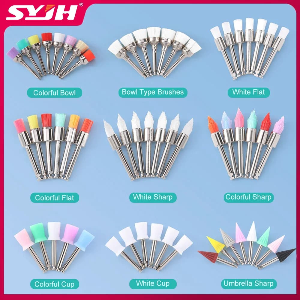 100 Spazzolini Monouso in Nylon per Profilassi Dentale, Tipo Affilato/Piatto/a Uncino, Lucidatori per Sbiancamento Denti, Strumenti per Cliniche Odontoiatriche
