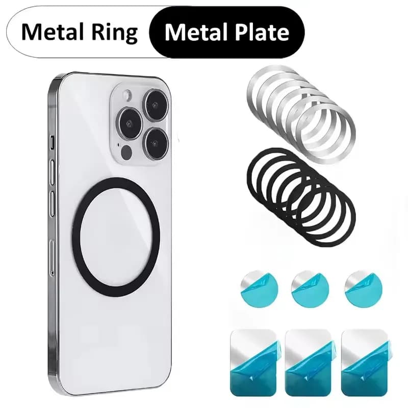Adattatore Magnetico Universale Adesivo Anello Magnetico Compatibile con Ricarica Wireless MagSafe iPhone Piastra Metallica Rotonda per Cellulare