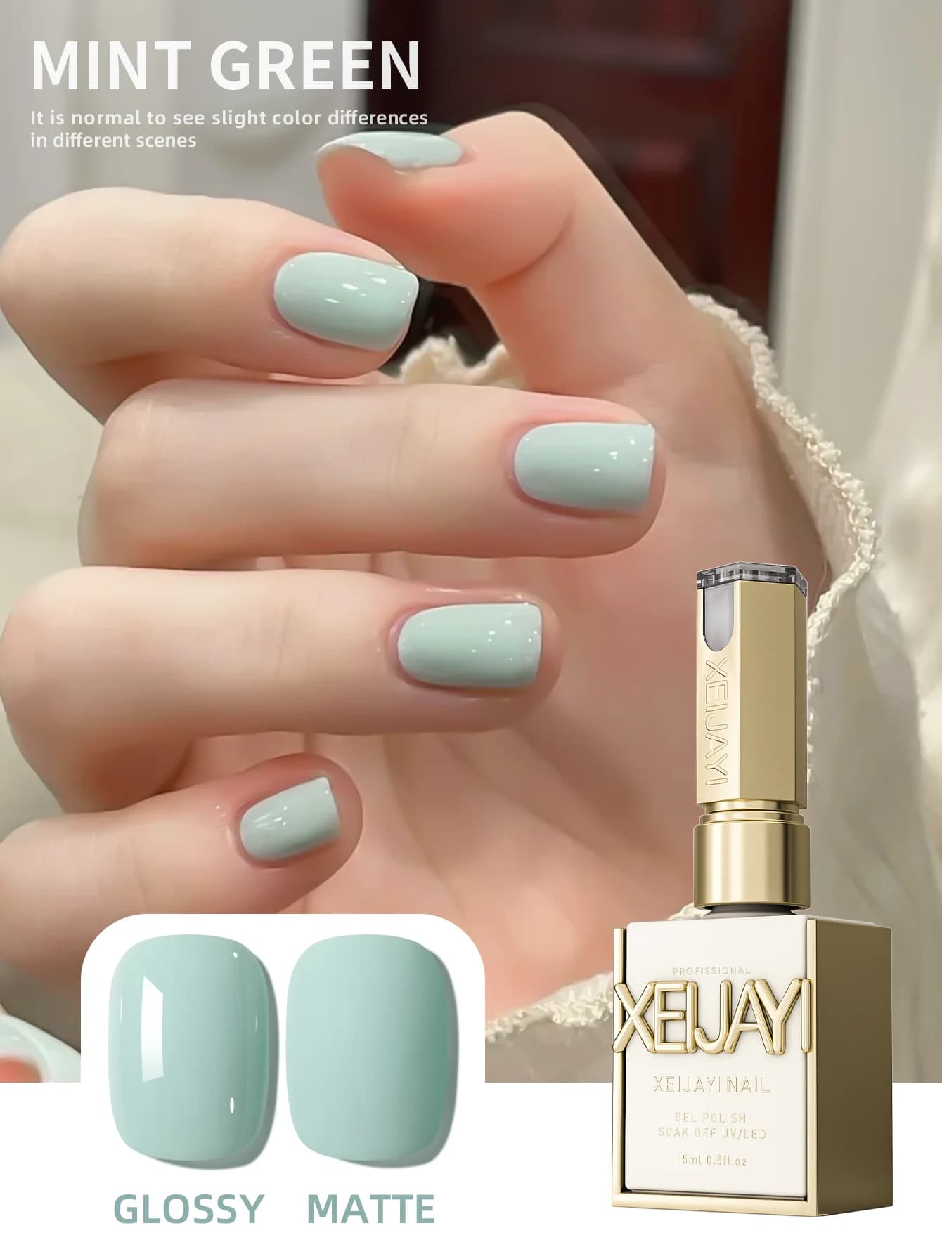 1Pc 15ML Gel per unghie verde menta Semi permanente Nail Art Soaking UV LED Nail Salon Gel per salone di bellezza fai da te