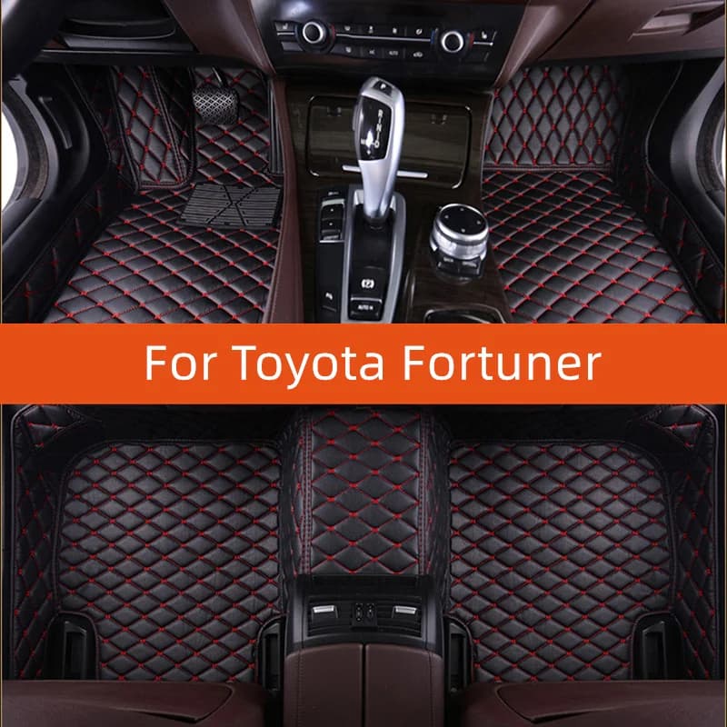 Custom Leather Car Floor Mat For Toyota Fortuner 2020 2021 2022 2023 2024 2025 2026 2027 Car Mat Interior Accessories