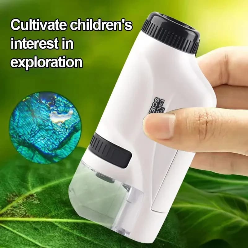 Microscopio biologico portatile per bambini, giocattoli educativi, regalo di compleanno, luce LED, 60X-120X
