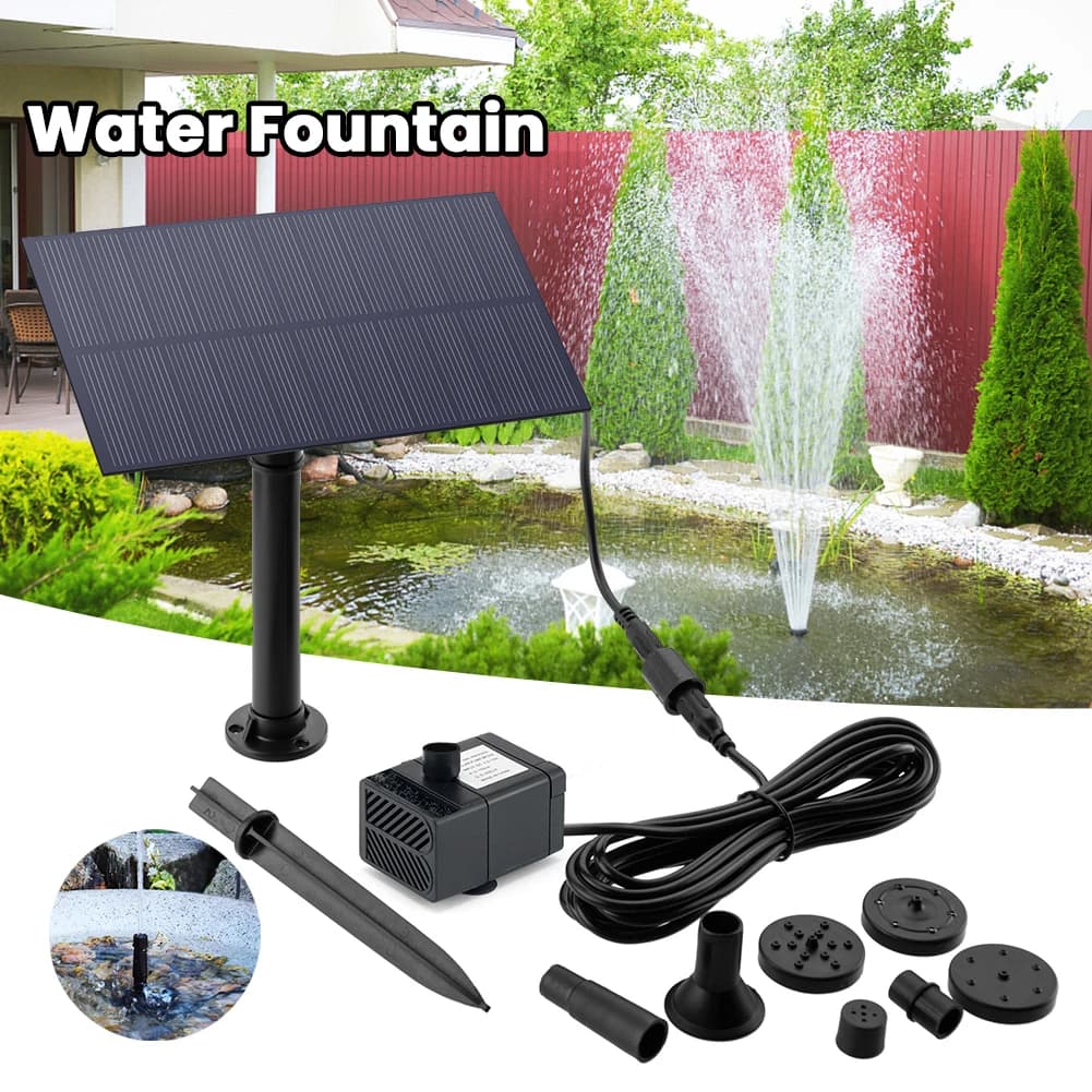 Kit Spruzzatore d'Acqua 5W 5V con Pannello Solare e Pompa a Risparmio Energetico 180L/h per Decorazione Giardino e Acquario