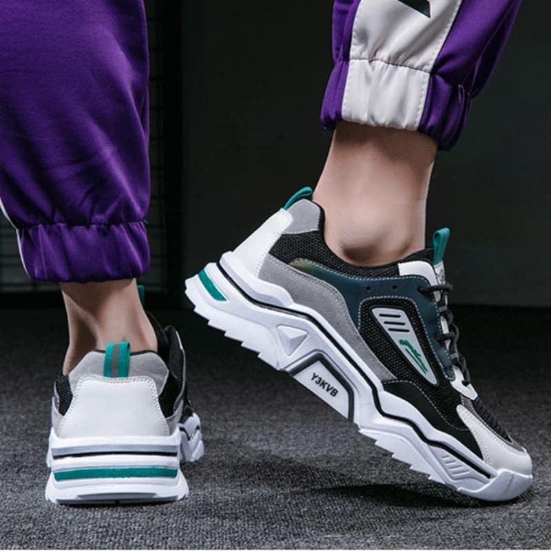 Men's Casual Running Shoes Spring Season Mesh Breathable Dad Style Fashionable Trendy Laced round Toe Rubber Outsole Shoes
