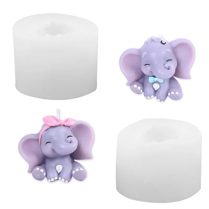 Cute 3D Cartoon Elephant Silicone Candle Mold Non-Toxic Reusable for DIY Scented Candle Soap Plaster Craft Lover