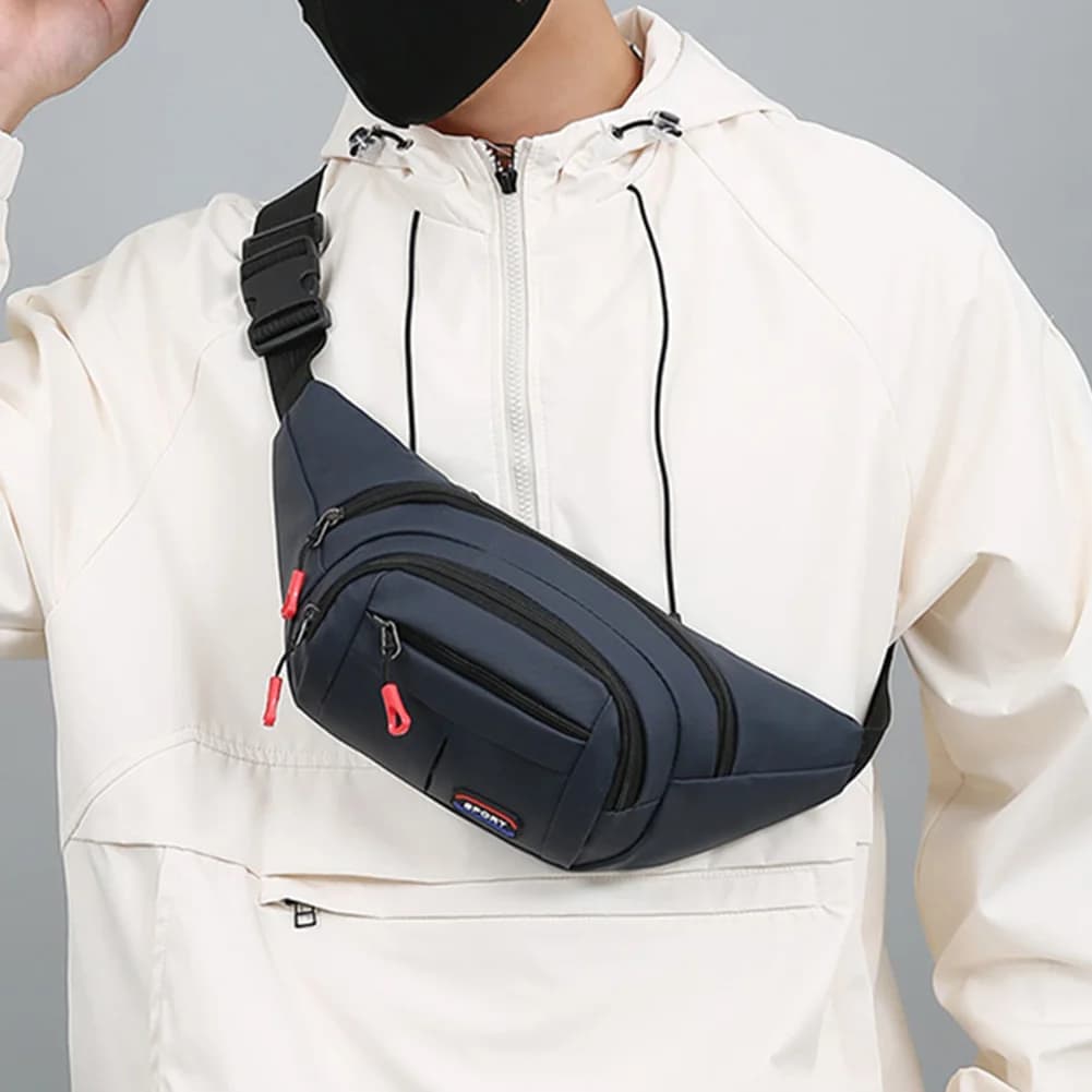 Men's Women's Waist Bag with 4 Pockets Zippered Belt Bag with Adjustable Shoulder Bag Fashionable Waist for Travel, Hiking, Running