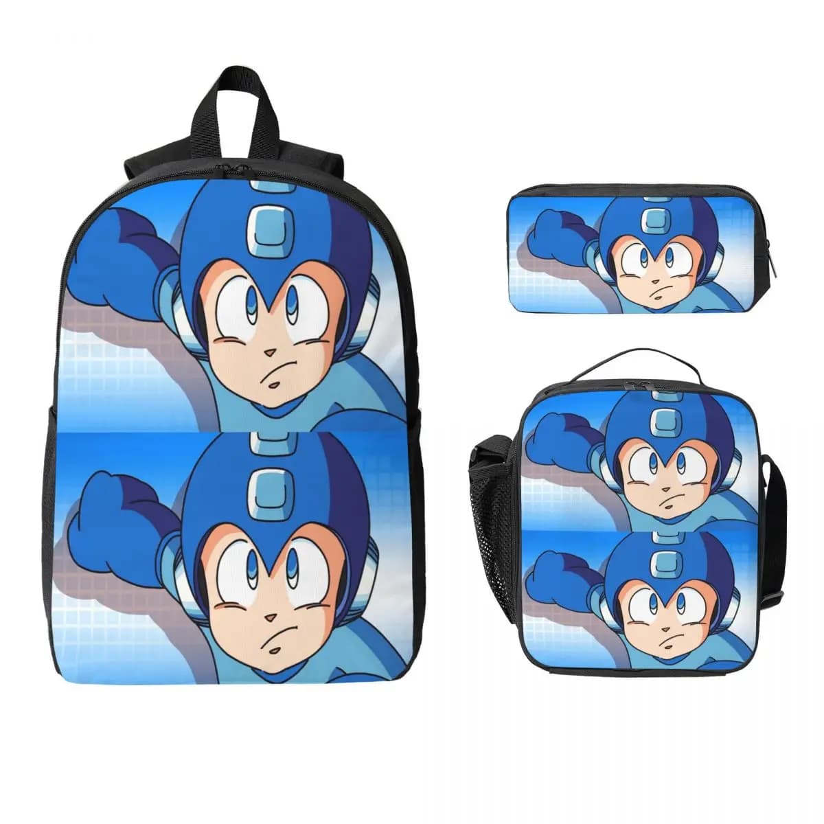 Megaman Videogioco Mega Man Zaino Ragazzi Ragazze BookBag Borsa da scuola Borse a tracolla per computer Borsa da pranzo isolata 3ps Astuccio