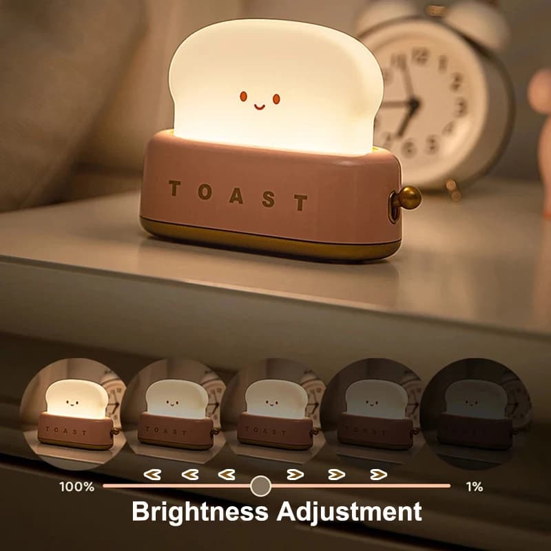 Lampada da tavolo per pane tostato, tostapane, luce notturna, lampada a LED ricaricabile USB creativa, decorazione per la camera da letto del bambino, per il regalo di compleanno