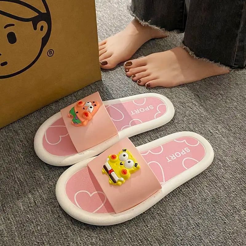 Simpatiche Ciabatte Estive di SpongeBob SquarePants, Antiscivolo, Resistenti agli Odori, con Suola Spessa e Morbida Soletta Imbottita, Regalo di Compleanno per Interni