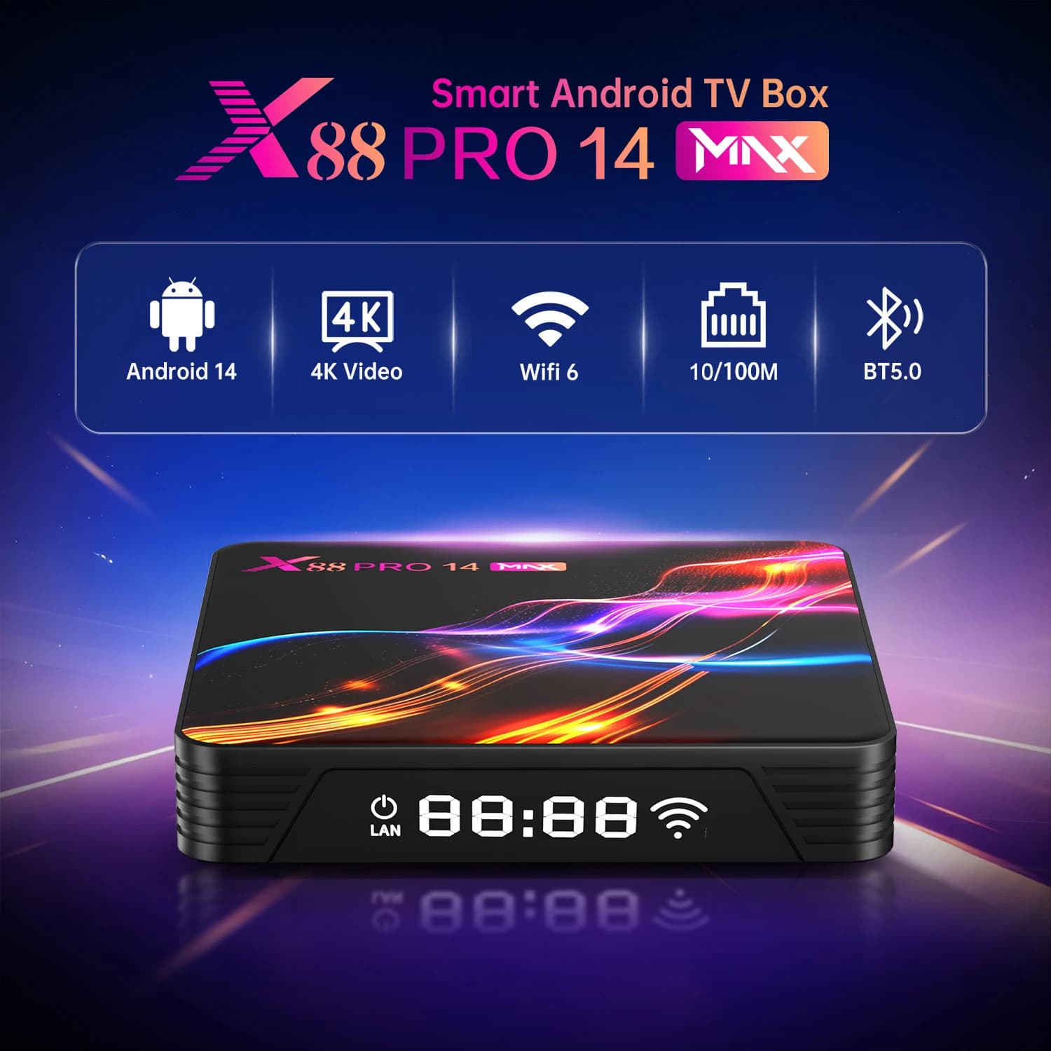X88 Pro 14 Max Android 14.0 Smart TV Box RK3528 2.4G/5G WIFI6 4K HD BT5.0 H.265 decoder Multimedia streaming reader for Internet TV