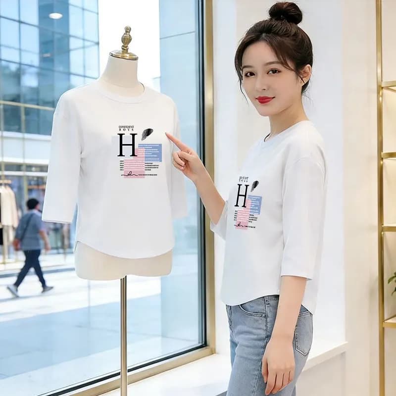 High Quality Brand Printed Letter T-Shirt Women's Sleeveless round Neck Casual Style Polyester Fiber Mom's Fashion Top