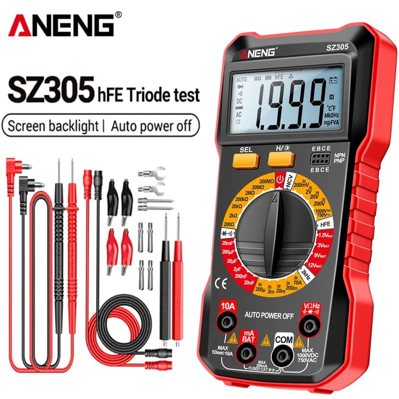 ANENG SZ305 Digital Multimeter Professional AC/DC Voltage Amperometer Condenser hFE Triodo NCV Induction Voltage Electricity Tester