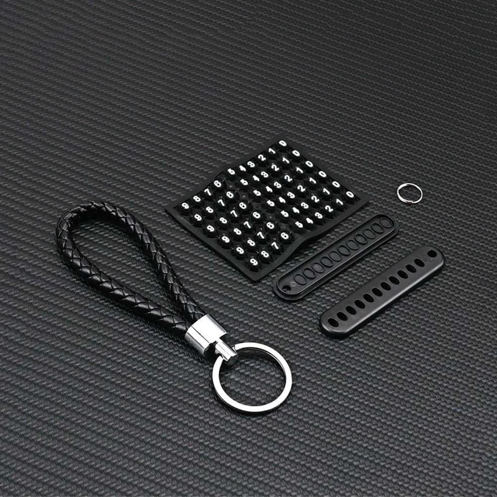 Portachiavi Creativo in Pelle Fai-da-te Anti-smarrimento con Numero di Telefono, Cordino Portachiavi per Auto, Clip per Chiavi Auto ​