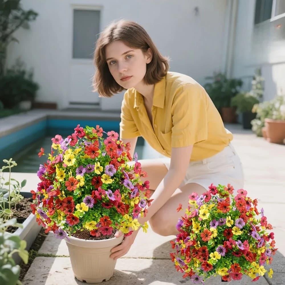 1 Pezzo Grande Pianta Artificiale Realistica a Inserimento Diretto, Fiori e Piante Finte Resistenti ai Raggi UV per Portico, Terrazza, Balcone