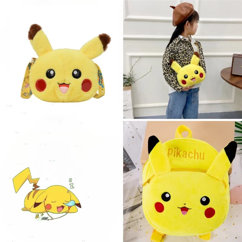 Pokemon Anime Simpatico Pikachu Peluche Borsa a tracolla Zaino Materiale scolastico per studenti Regali di compleanno creativi per bambini divertenti