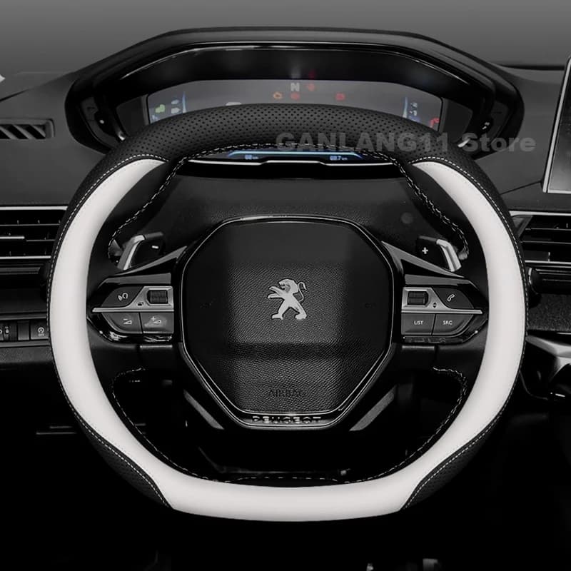 Leather Car Steering Wheel Cover For All New Peugeot E5008 E3008 E2008 408 2024 2025 2026 Anti-slip Auto interior Accessories