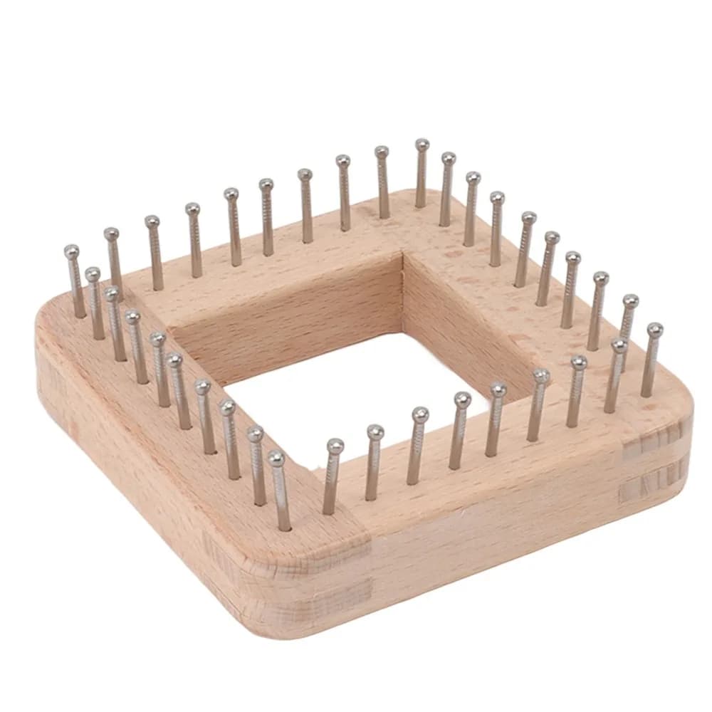 Efficient Wooden Knitting Loom Square Grid Weaving Tool Creative Solid Knitting Device Hat Making