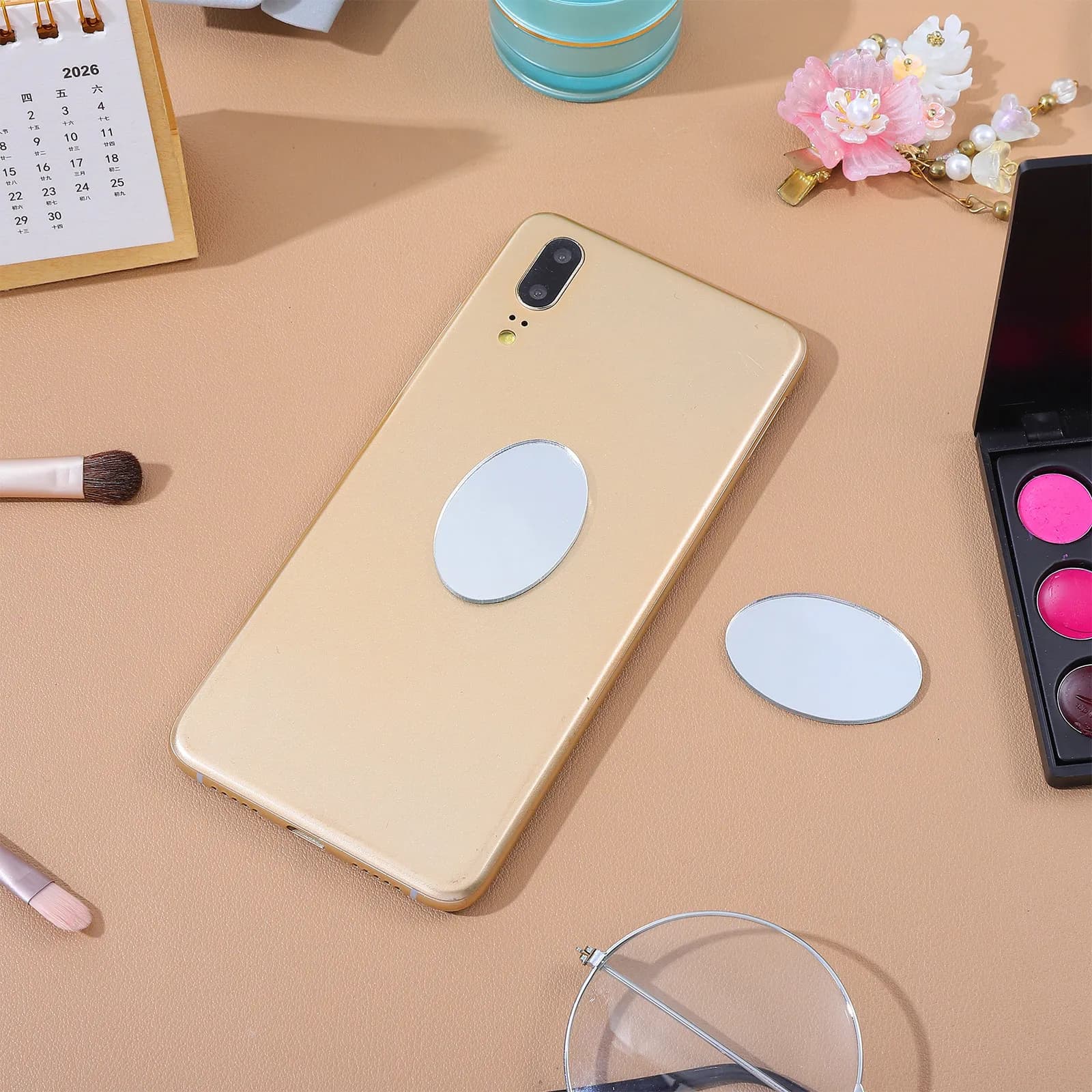 5 Pcs Makeup Phone Decal Back Sticker Vanity Mirror Adhesive Acrylic for Smartphone