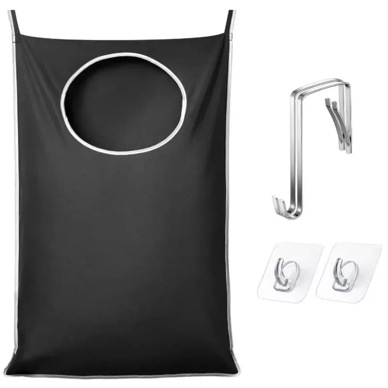 Large hanging laundry basket bag foldable nylon convenient hook saves space and stores dirty clothes large capacity