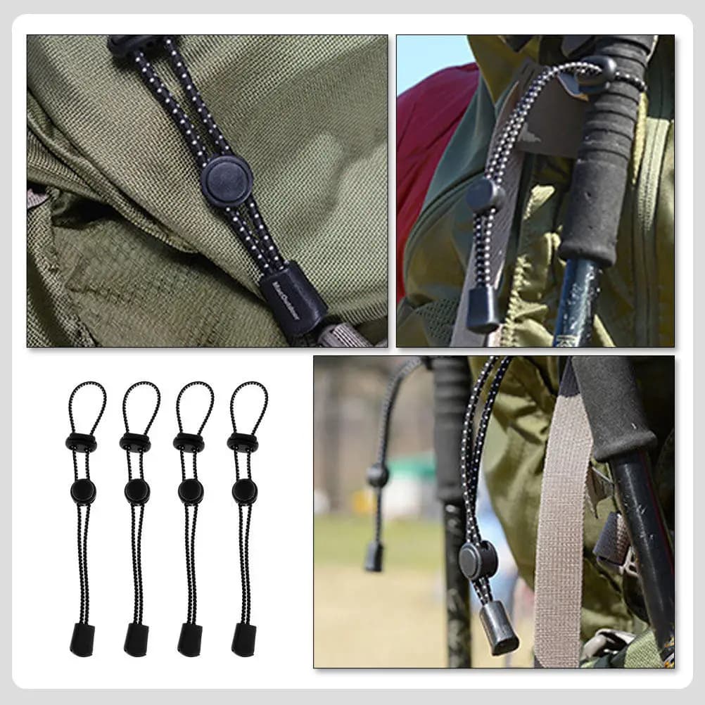 4Pcs Climbing Stick Strap Adjustable Hiking Pole Holder Trekking Walking Stick Elastic Rope Backpack Buckle for Camping