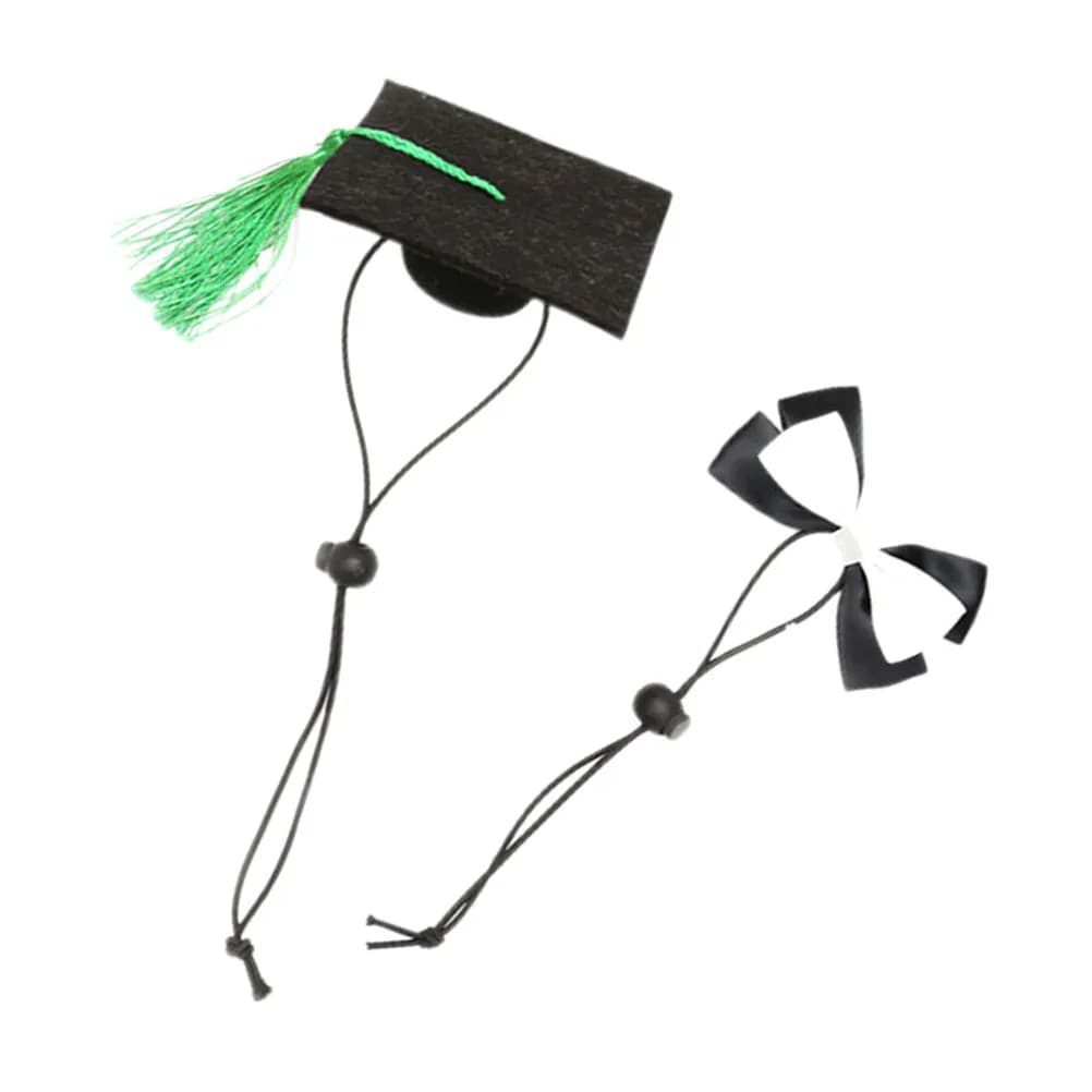 Set di 1 cappello da laurea per animali domestici con papillon, regolabile, per cani e gatti, accessori per la fotografia, durevole, riutilizzabile, accessori per la toelettatura degli animali domestici