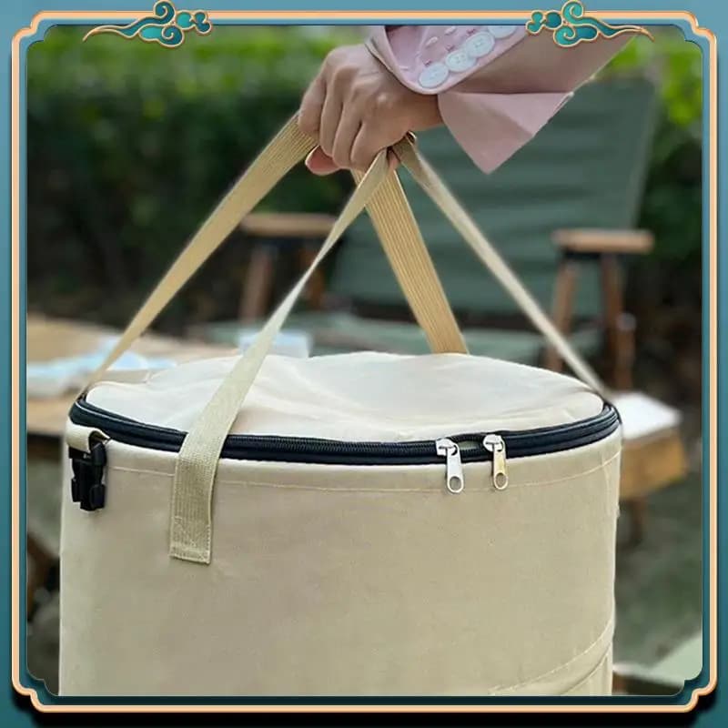 Pattumiera da campeggio pieghevole portatile bidone della spazzatura da esterno forniture da campeggio borsa da giardino durevole marrone