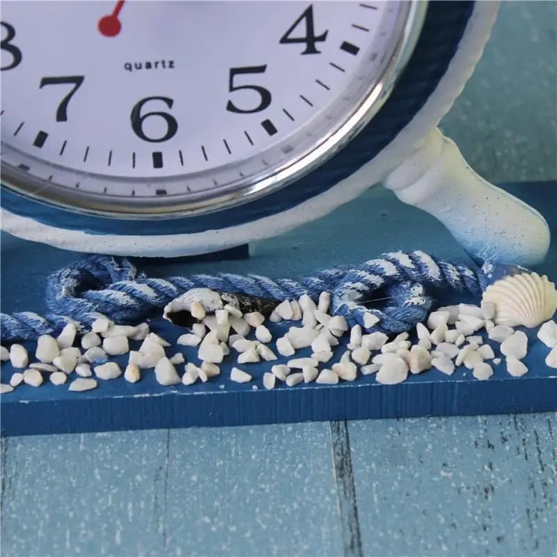 Mediterranean Boat Wheel Anchor Clock Wooden Nautical Table Clock Decorative Large Home Decor for Sailing Lovers