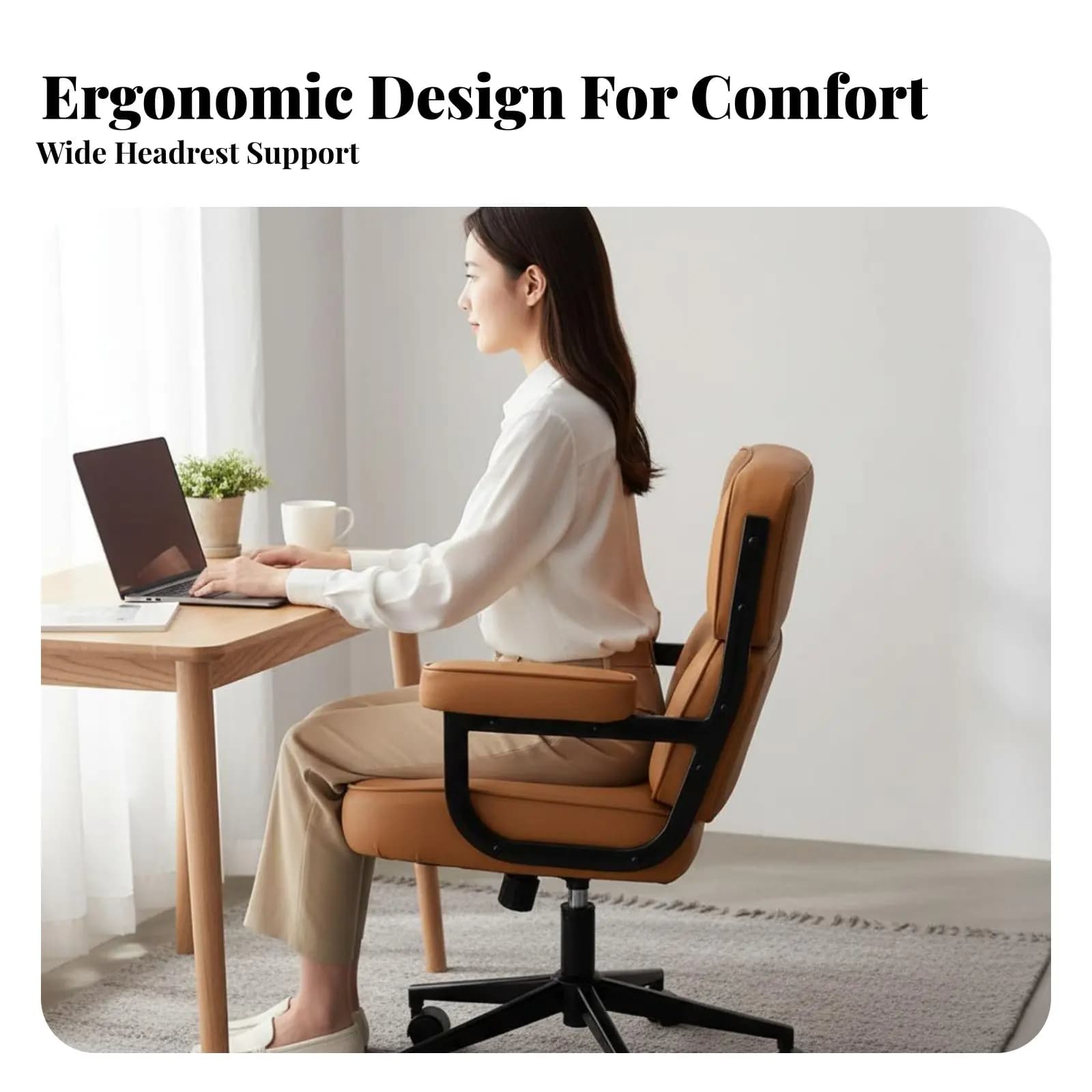 Poltrona Girevole Imbottita con Rivestimento Morbido, Design Moderno, Supporto Ergonomico per la Colonna Vertebrale, per Donne e Ragazze