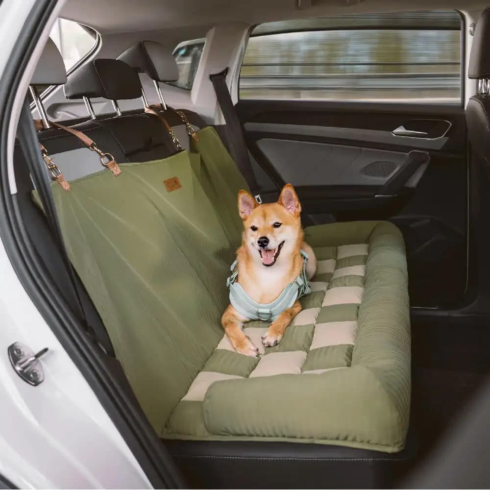 Travel Safety Backrest Cushion Car Seat Bed for Large Dogs - Chessboard Armchair suitable for most car models
