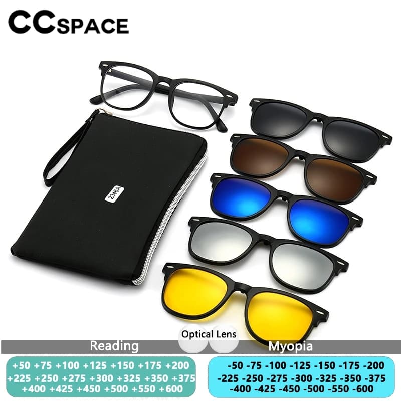 Set 6 in 1 Occhiali da Lettura Magnetici con Clip Occhiali da Sole Polarizzati per Uomo Guida Notturna Visione Notturna Occhiali Ottici con Custodia