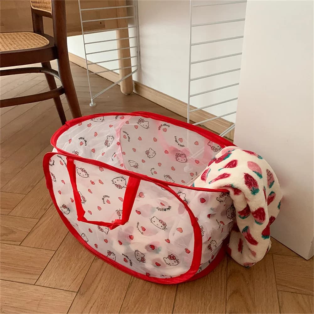 Linen basket Kawaii Hello Kitty, folding, for the preservation of clothes, container for dirty linen, practical basket and creative