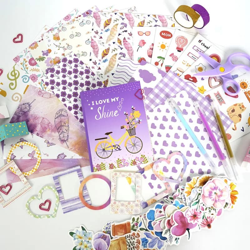 Girls Stationery Set Kids Scrapbook Kit Cute Art & Crafts Diary Scrapbook For Tween Teenage A6 Book For Young Girl Birthday Gift