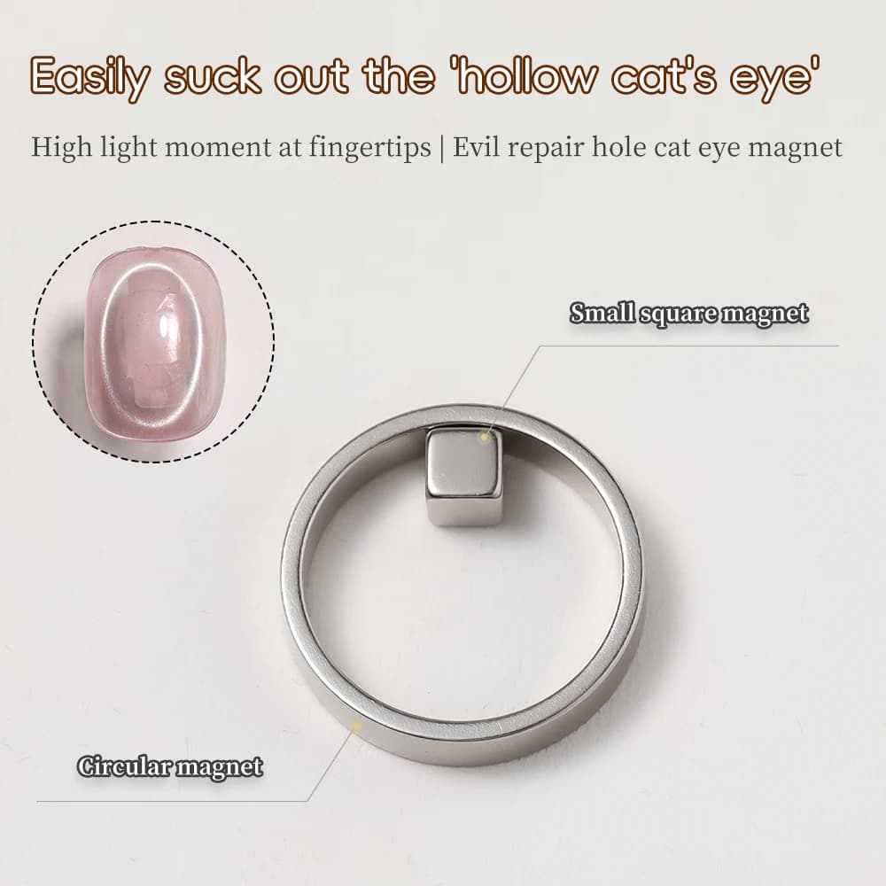 Ring Magnet Small Square Magnet Set Hollow Round Nail Magnet Circular Cat Eye Nail Magnet Strong Nail Magnetic Gel Polish Tool