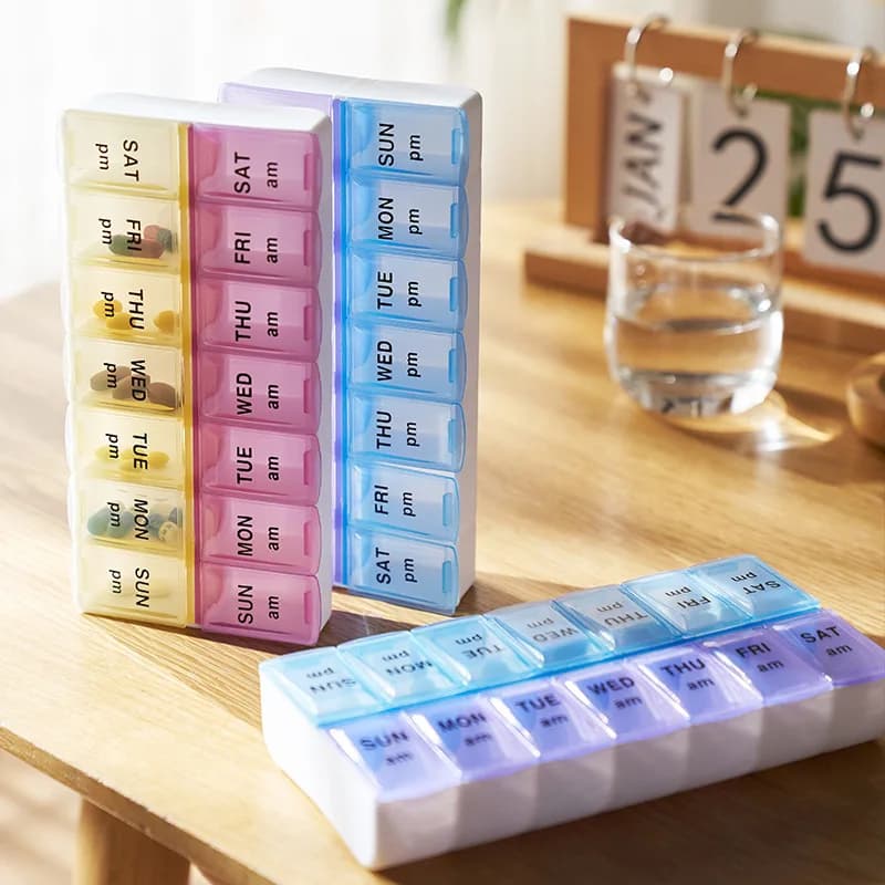 7-day pill organizer for week Pills per morning and night Splitter travel medicine storage box for easy management of medicines