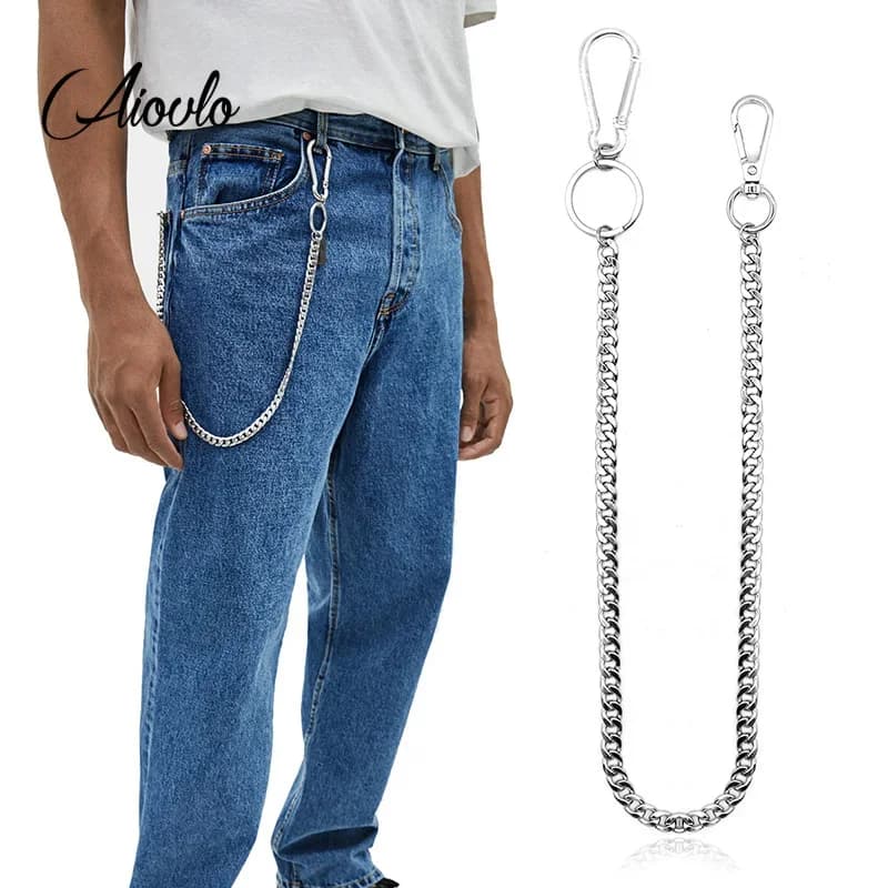45 cm in acciaio inossidabile punk hip-hop cintura alla moda portachiavi catena per pantaloni catena per pantaloni maschili jeans da uomo catena portafoglio punk regalo