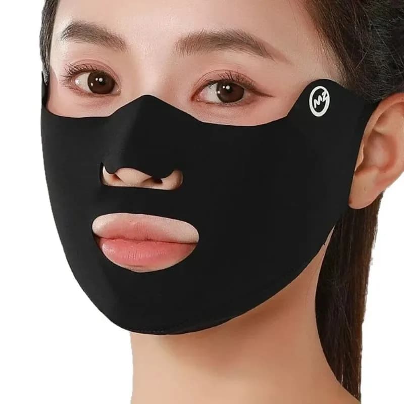 Nuova maschera traspirante in seta ghiacciata, lavabile, antipolvere, protezione solare, maschera anti-UV per il viso, protegge gli angoli degli occhi