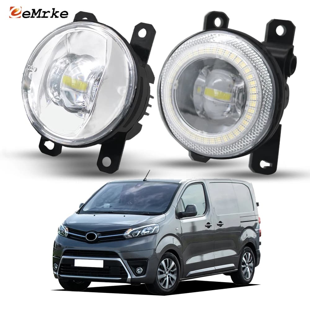 Pair 30W LED Fog Driving Lights for Toyota Proace 2 Van 2016 2017 2018 2019 20 21 2022 Front Angel Eyes DRL Ring Accessories